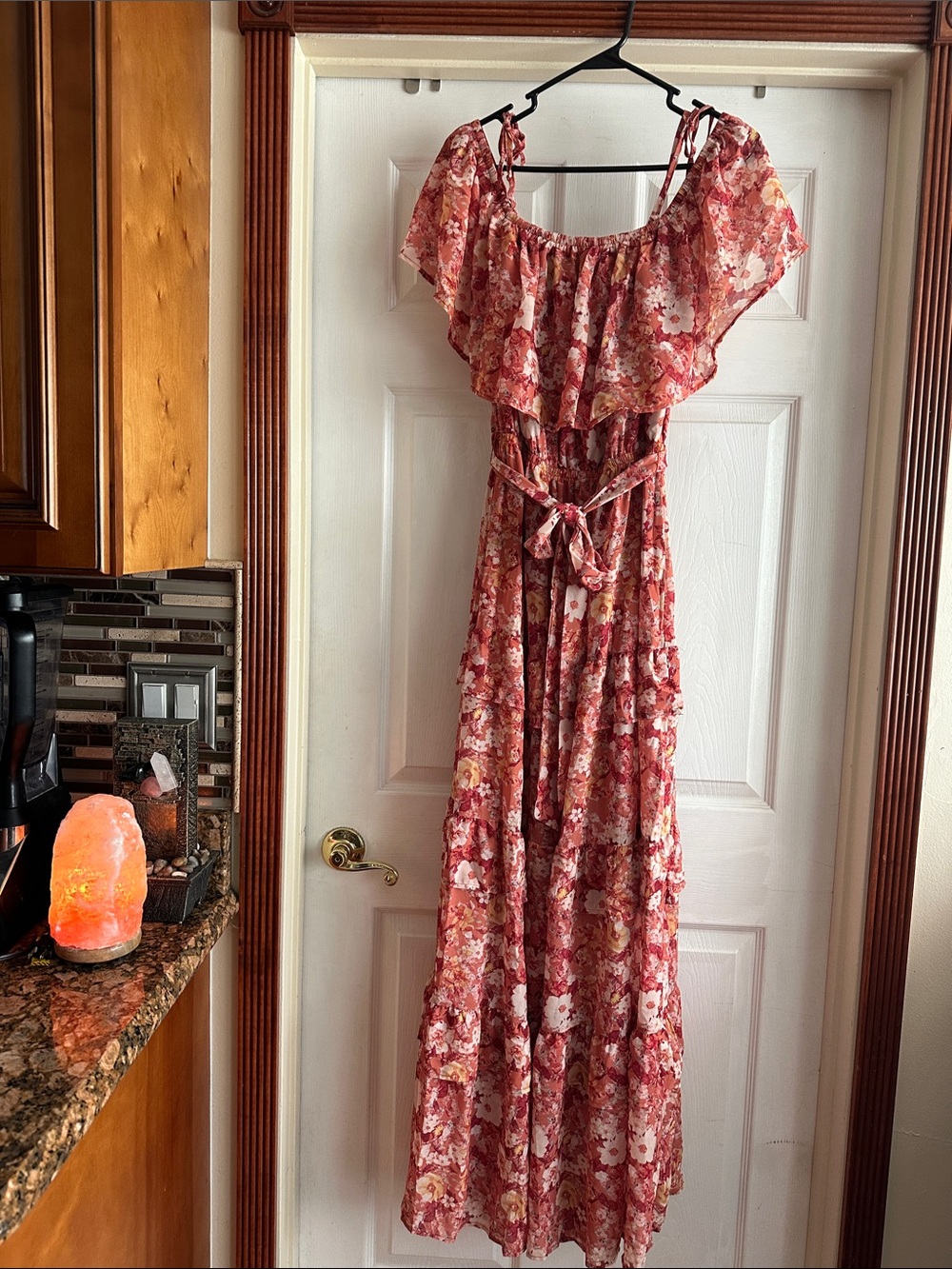 Flying Tomato Rose Pink Floral Ruffle Maxi Dress
